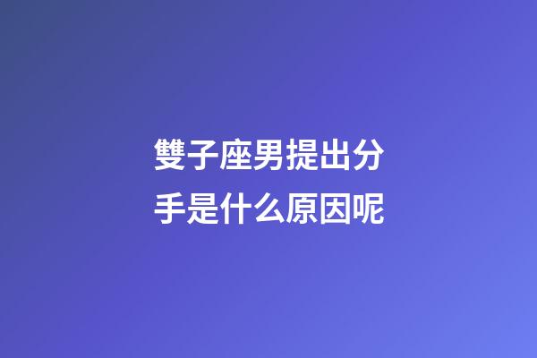 雙子座男提出分手是什么原因呢