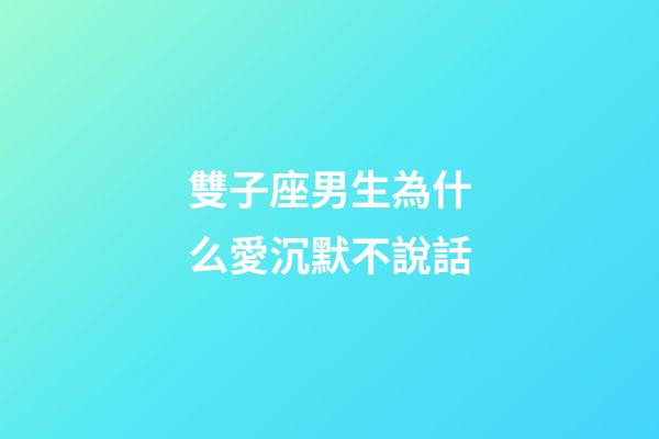雙子座男生為什么愛沉默不說話-第1張-星座運勢-玄機派