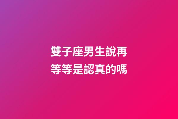 雙子座男生說再等等是認真的嗎-第1張-星座運勢-玄機派