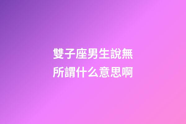雙子座男生說無所謂什么意思啊-第1張-星座運勢-玄機派