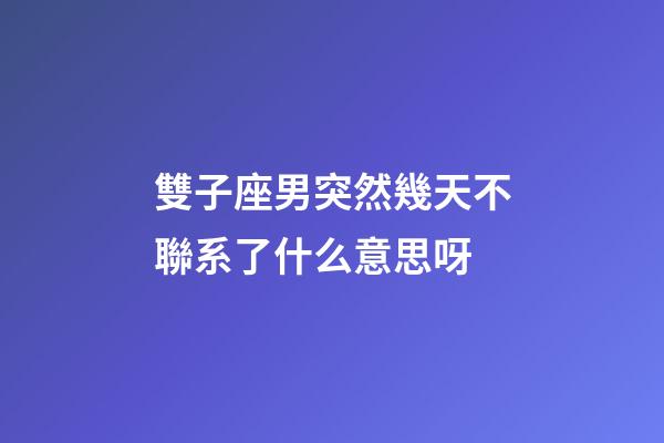雙子座男突然幾天不聯系了什么意思呀-第1張-星座運勢-玄機派