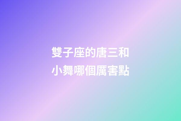 雙子座的唐三和小舞哪個厲害點-第1張-星座運勢-玄機派