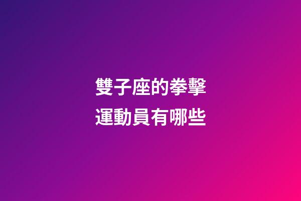 雙子座的拳擊運動員有哪些-第1張-星座運勢-玄機派