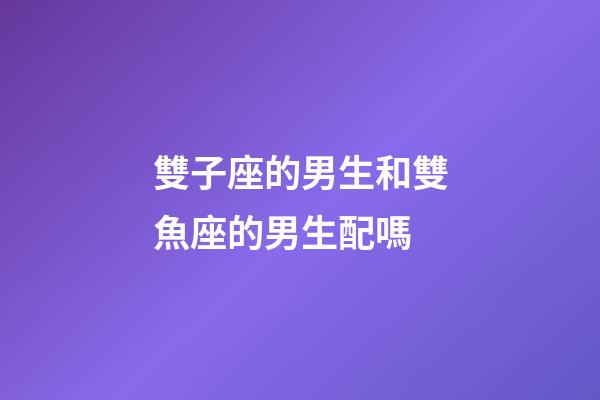 雙子座的男生和雙魚座的男生配嗎-第1張-星座運勢-玄機派