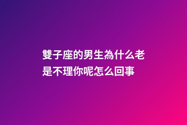 雙子座的男生為什么老是不理你呢怎么回事-第1張-星座運(yùn)勢(shì)-玄機(jī)派
