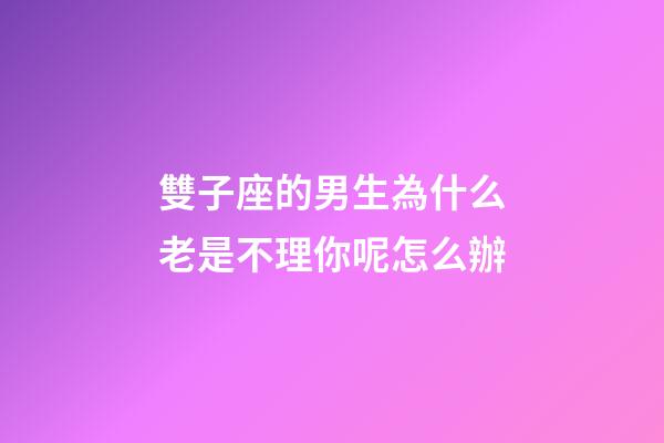 雙子座的男生為什么老是不理你呢怎么辦-第1張-星座運勢-玄機派