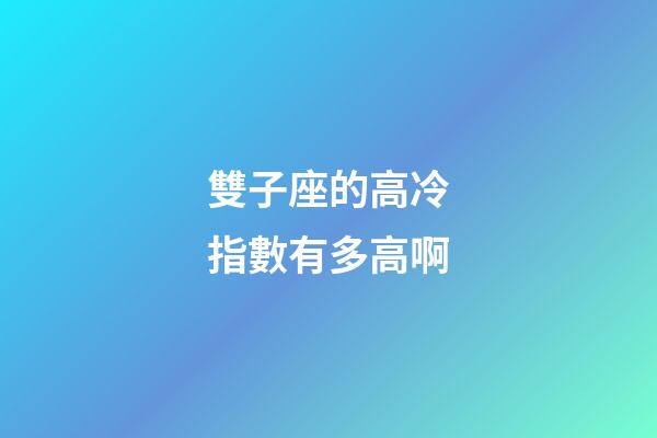 雙子座的高冷指數有多高啊-第1張-星座運勢-玄機派