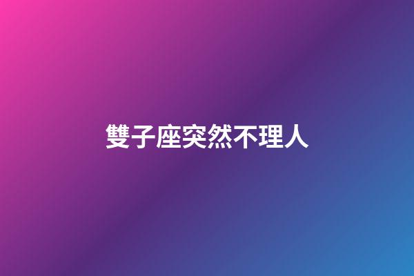 雙子座突然不理人-第1張-星座運勢-玄機(jī)派