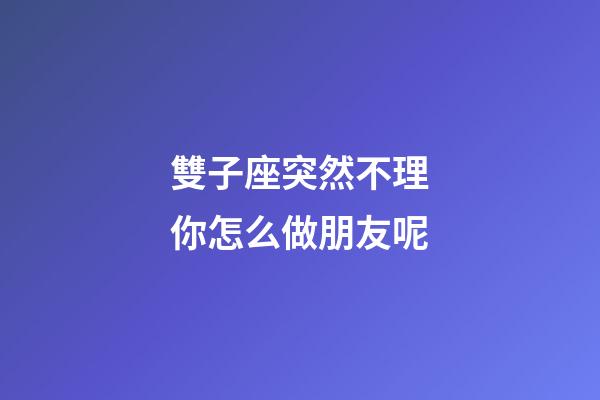 雙子座突然不理你怎么做朋友呢-第1張-星座運(yùn)勢(shì)-玄機(jī)派