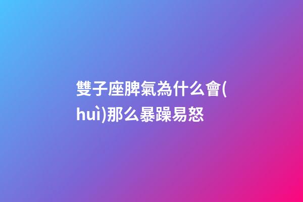 雙子座脾氣為什么會(huì)那么暴躁易怒-第1張-星座運(yùn)勢-玄機(jī)派