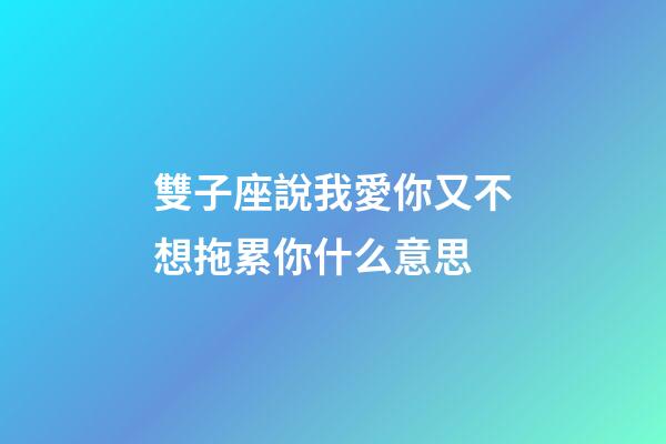 雙子座說我愛你又不想拖累你什么意思-第1張-星座運(yùn)勢-玄機(jī)派