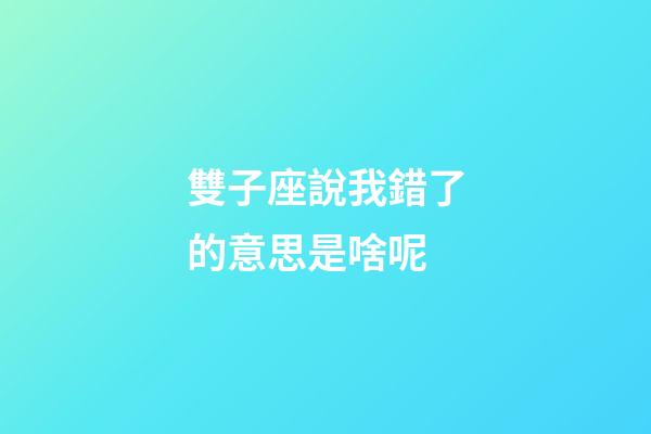 雙子座說我錯了的意思是啥呢-第1張-星座運勢-玄機派