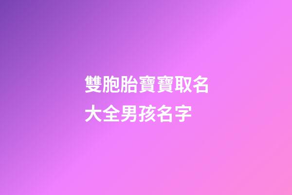 雙胞胎寶寶取名大全男孩名字(雙胞胎起名字男孩)-第1張-男孩起名-玄機派