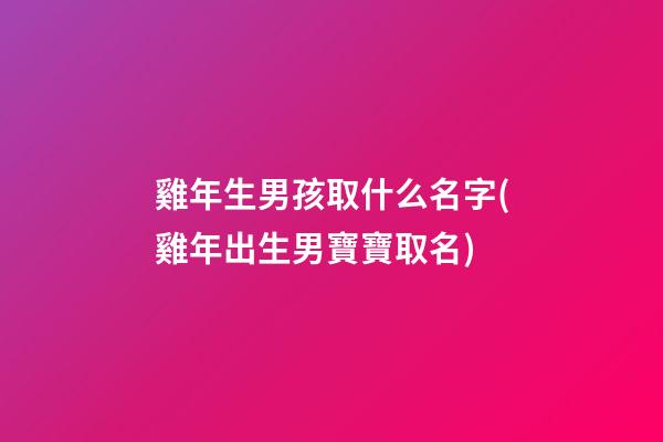 雞年生男孩取什么名字(雞年出生男寶寶取名)