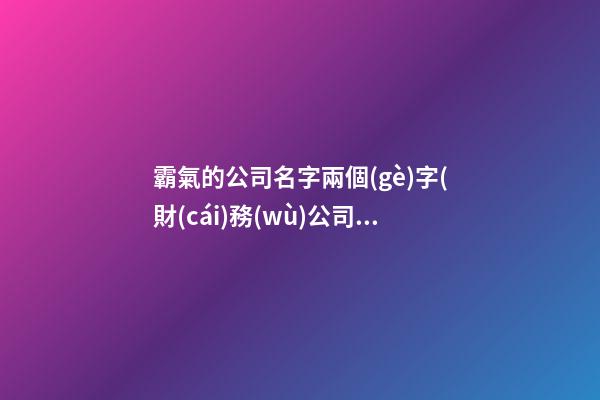 霸氣的公司名字兩個(gè)字(財(cái)務(wù)公司名字起名大全)-第1張-公司起名-玄機(jī)派