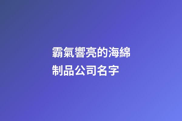霸氣響亮的海綿制品公司名字