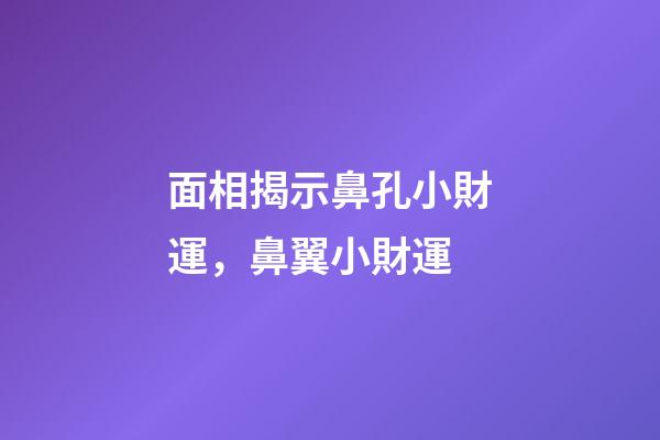 面相揭示鼻孔小財運，鼻翼小財運