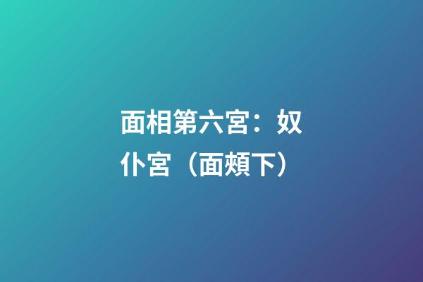 面相第六宮：奴仆宮（面頰下）