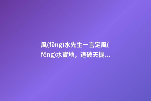 風(fēng)水先生一言定風(fēng)水寶地，道破天機(jī)慘遭天譴瞎了眼