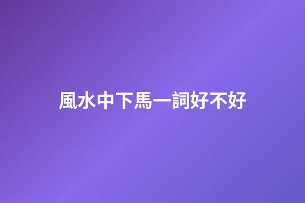 風水中下馬一詞好不好