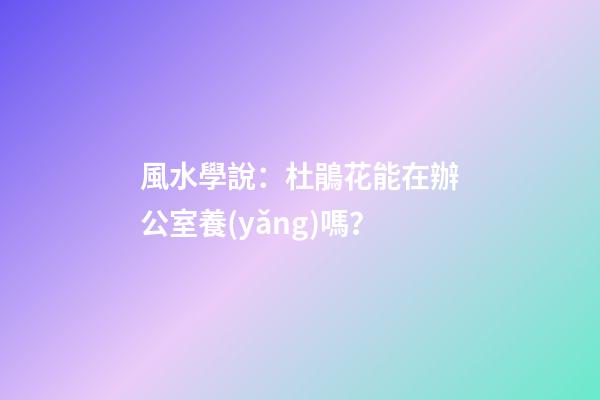 風水學說：杜鵑花能在辦公室養(yǎng)嗎？