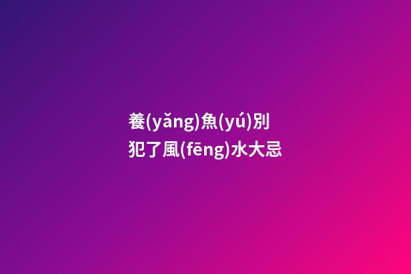 養(yǎng)魚(yú)別犯了風(fēng)水大忌