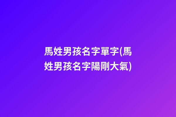 馬姓男孩名字單字(馬姓男孩名字陽剛大氣)