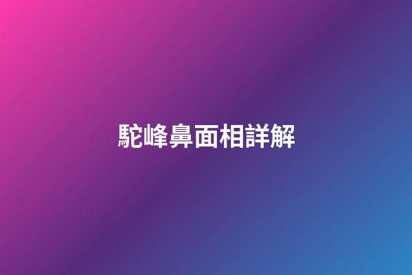 駝峰鼻面相詳解