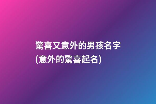 驚喜又意外的男孩名字(意外的驚喜起名)