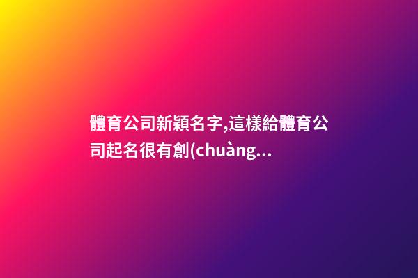 體育公司新穎名字,這樣給體育公司起名很有創(chuàng)意-第1張-公司起名-玄機派