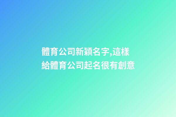 體育公司新穎名字,這樣給體育公司起名很有創意-第1張-公司起名-玄機派