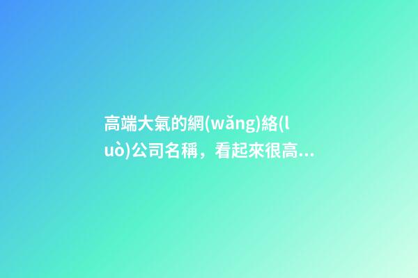高端大氣的網(wǎng)絡(luò)公司名稱，看起來很高端的公司名稱