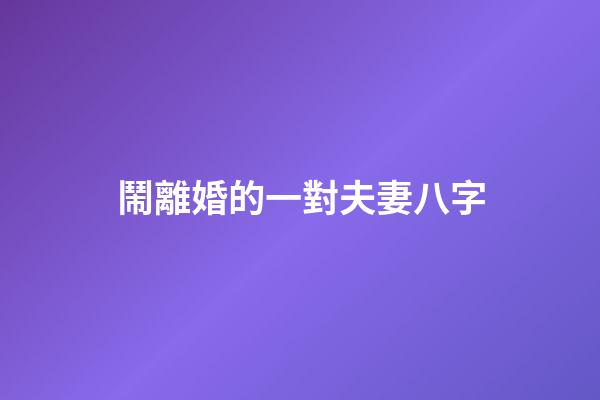 鬧離婚的一對夫妻八字