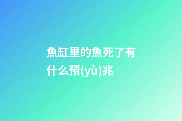 魚缸里的魚死了有什么預(yù)兆