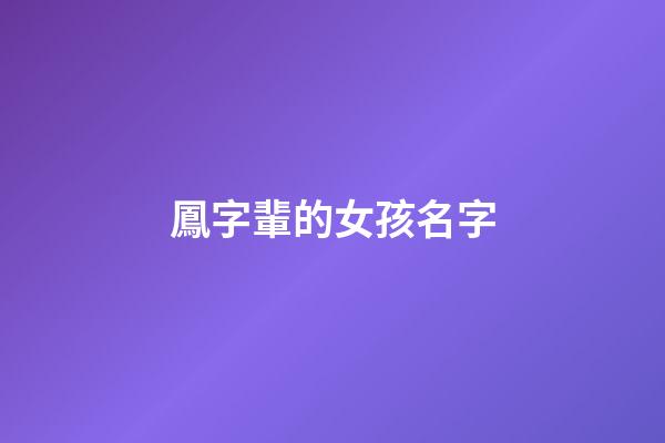鳳字輩的女孩名字(姓鳳的女孩取什么名字好)-第1張-女孩起名-玄機派