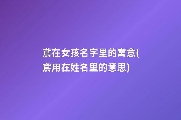 鳶在女孩名字里的寓意(鳶用在姓名里的意思)