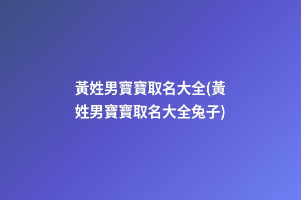 黃姓男寶寶取名大全(黃姓男寶寶取名大全兔子)