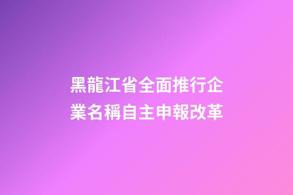 黑龍江省全面推行企業名稱自主申報改革-第1張-公司起名-玄機派