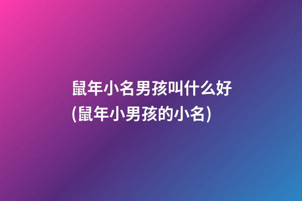 鼠年小名男孩叫什么好(鼠年小男孩的小名)