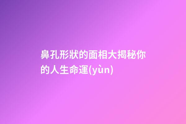 鼻孔形狀的面相大揭秘你的人生命運(yùn)