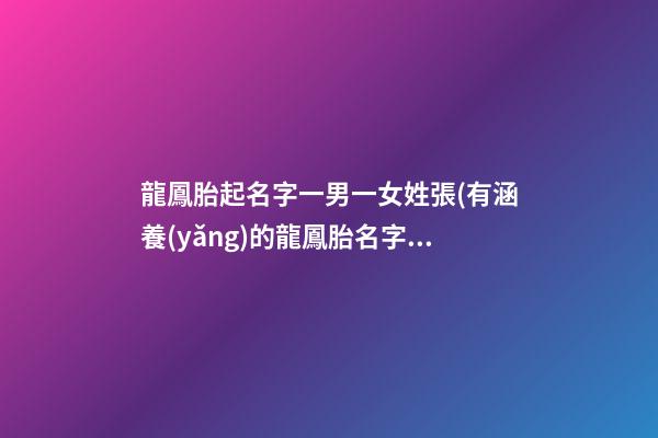 龍鳳胎起名字一男一女姓張(有涵養(yǎng)的龍鳳胎名字一男一女)